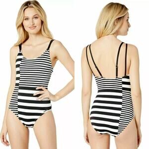 Michael Kors Black White Stripe One Piece Swimsuit Women's 6